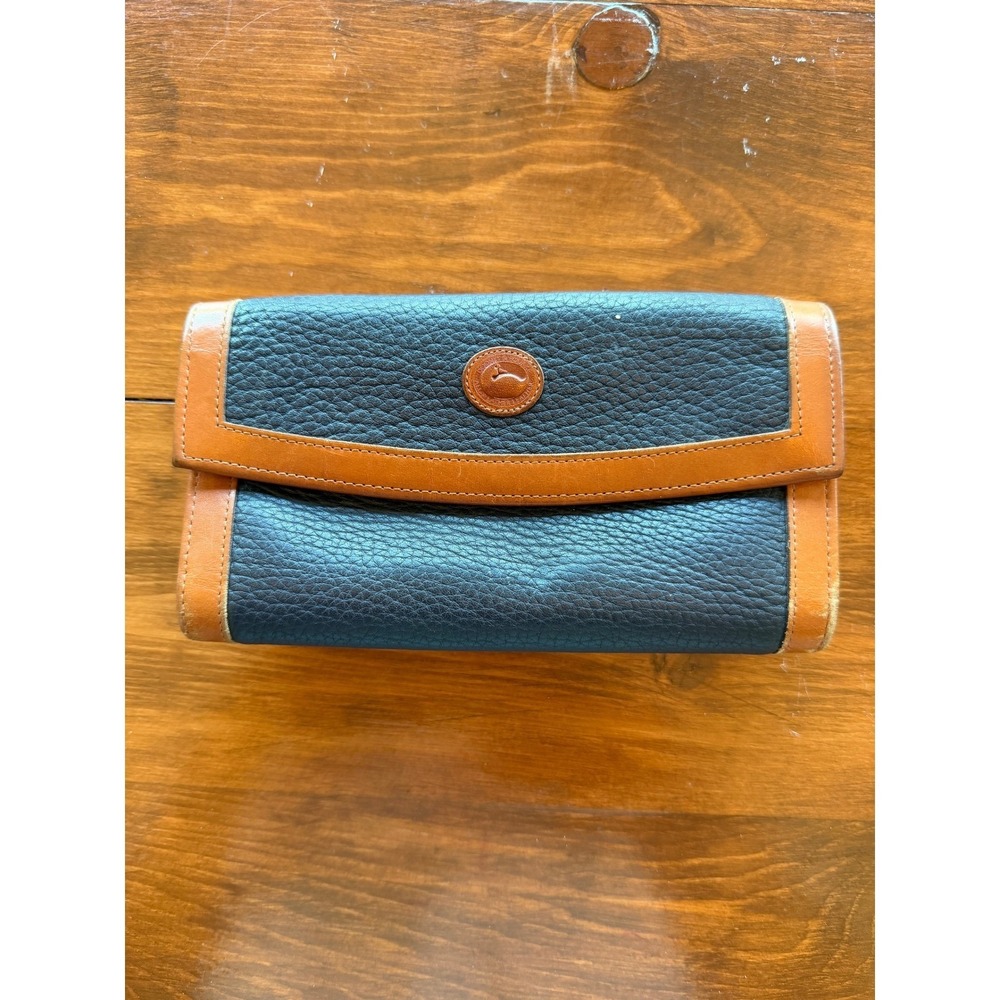 Dooney & Bourke Vintage Black Leather Wallet Organizer Clutch Made in USA